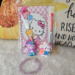 4 piece BUNDLE  Hello KittyJournal, Bracelet, 2 Keychains